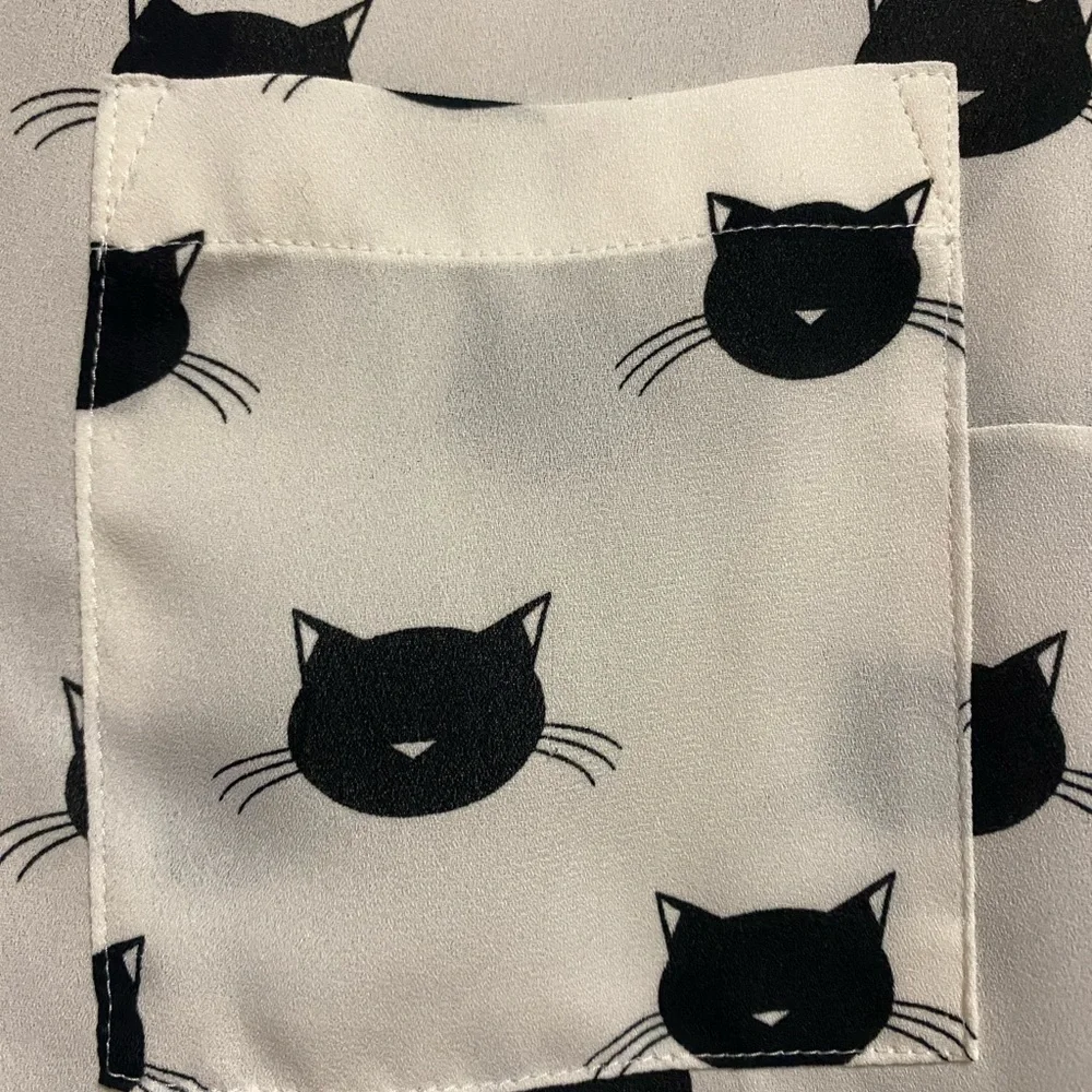 Black and White Cat Patterned Shirt